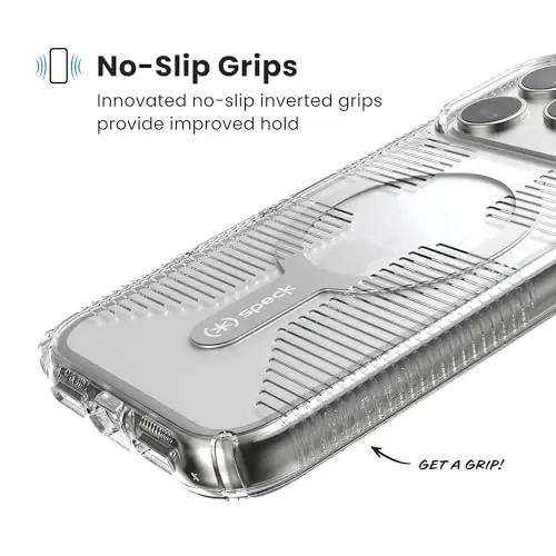 Speck GEMSHELL Grip +MS Case for iPhone 17 Pro - Clear/Clear | Slim Protective Grip | Drop Protection | MagSafe Compatible - 4