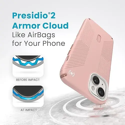 Speck iPhone 15 Plus Case - ClickLock No-Slip Interlock, MagSafe, Drop Protection Grip - for iPhone 15 Plus & iPhone 14 Plus - 6.7 Inch Phone Case - Presidio2 Grip Dahlia Pink/Rose Copper/White - 5