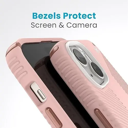 Speck iPhone 15 Plus Case - ClickLock No-Slip Interlock, MagSafe, Drop Protection Grip - for iPhone 15 Plus & iPhone 14 Plus - 6.7 Inch Phone Case - Presidio2 Grip Dahlia Pink/Rose Copper/White - 6