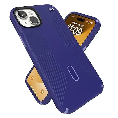 Speck iPhone 15 Plus Case - ClickLock No-Slip Interlock, MagSafe, Drop Protection Grip - for iPhone 15 Plus & iPhone 14 Plus - 6.7 Inch Phone Case - Presidio2 Grip Future Blue/Purple Ink/Sky Purple 