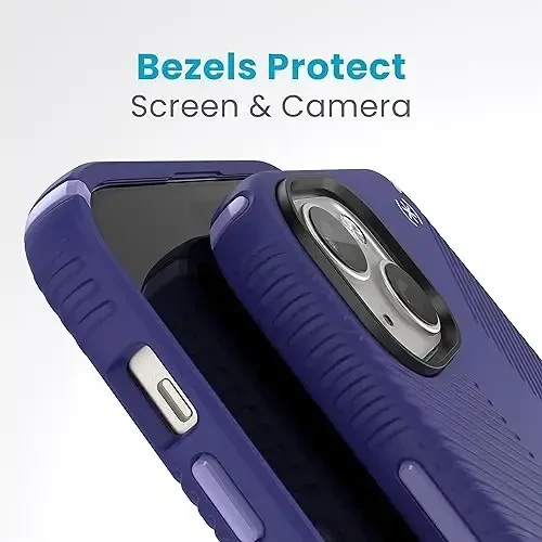 Speck iPhone 15 Plus Case - ClickLock No-Slip Interlock, MagSafe, Drop Protection Grip - for iPhone 15 Plus & iPhone 14 Plus - 6.7 Inch Phone Case - Presidio2 Grip Future Blue/Purple Ink/Sky Purple - 6