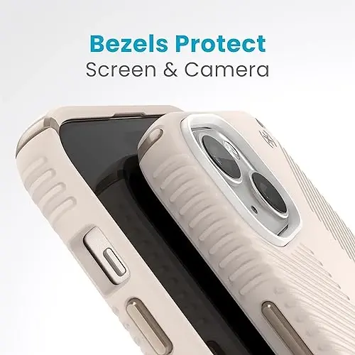 Speck iPhone 15 Plus g'ilofi - ClickLock sirpanmaydigan qulf, MagSafe, tushishdan himoya tutqichi - iPhone 15 Plus iPhone 14 Plus 6.7 dyuymli telefon g'ilofi - Presidio2 tutqichi oqartirilgan suyak/meros oltin/yong'oq jigarrang - 6