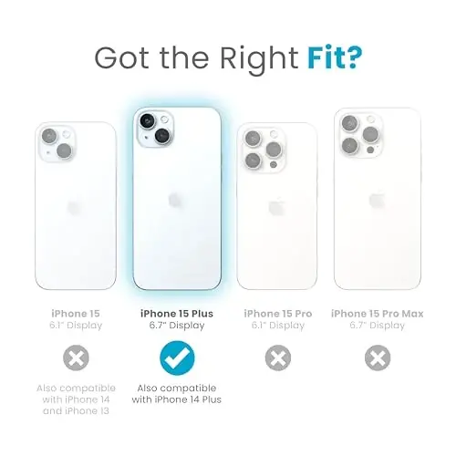 Speck iPhone 15 Plus Case - ClickLock No-Slip Interlock, Built for MagSafe, Drop Protection Grip - for iPhone 15 Plus & iPhone 14 Plus - 6.7 Inch Phone Case - Presidio2 Grip Black/Slate Grey/White - SPECK (1)