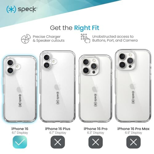 Speck iPhone 16 учуни ҳолат - iPhone 16 учун ингичка холат - iPhone 16 телефони учун холат - GemShell - Кристалда тоза - 3