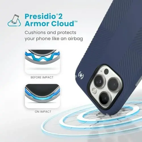 Speck Presidio 2 Grip iPhone 16 Pro Max Case - Slim Phone Case (Costal Blue) - 4