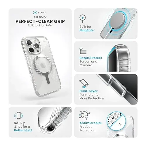 Speck Presidio Clear/Chrome MagSafe iPhone 16 Pro Case - 2
