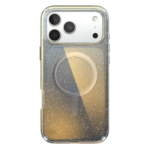 Speck Presidio LUX for iPhone 17 and 18 Pro Max Case, MagSafe-Compatible, Slim Protective Case, Hyper Mirror Glitter/Silver Metallic - 4