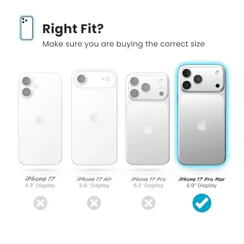 Speck Presidio LUX for iPhone 17 and 18 Pro Max Case, MagSafe-Compatible, Slim Protective Case, Hyper Mirror Glitter/Silver Metallic - 6