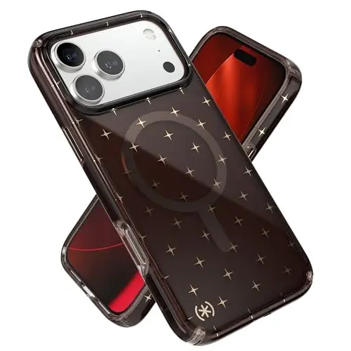 Speck Presidio LUX for iPhone 17 and 18 Pro Max Case, MagSafe-Compatible, Slim Protective Case, Luxury Shade/Gold Stars - 1