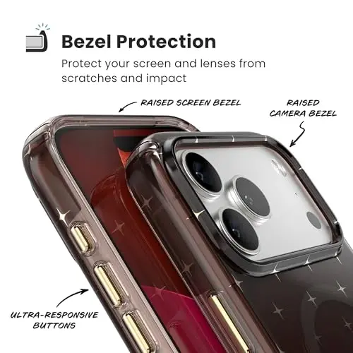 Speck Presidio LUX for iPhone 17 and 18 Pro Max Case, MagSafe-Compatible, Slim Protective Case, Luxury Shade/Gold Stars - 5