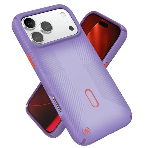 Speck Presidio LUX Grip for iPhone 17 and 18 Pro Max Case, ClickLock Interlock, Slim Protective Case, Purple Fade/Magic Purple/New Poppy - 1