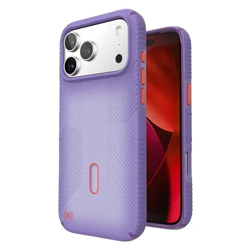 Speck Presidio LUX Grip for iPhone 17 and 18 Pro Max Case, ClickLock Interlock, Slim Protective Case, Purple Fade/Magic Purple/New Poppy - Speck (1)