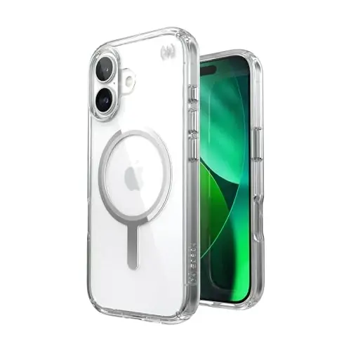 Speck Presidio Perfect Clear for iPhone 17 Case, MagSafe-Compatible, Slim Protective Case, Clear/Clear/Silver - Speck (1)