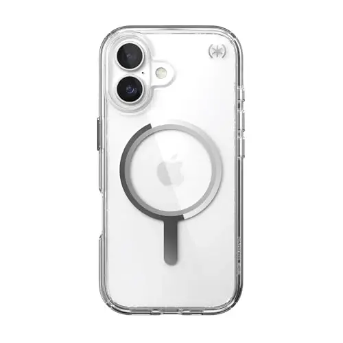 Speck Presidio Perfect Clear for iPhone 17 Case, MagSafe-Compatible, Slim Protective Case, Clear/Clear/Silver - 3