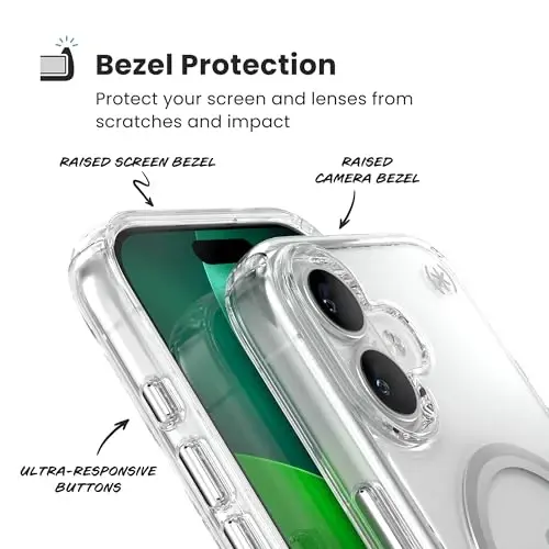 Speck Presidio Perfect Clear for iPhone 17 Case, MagSafe-Compatible, Slim Protective Case, Clear/Clear/Silver - 6