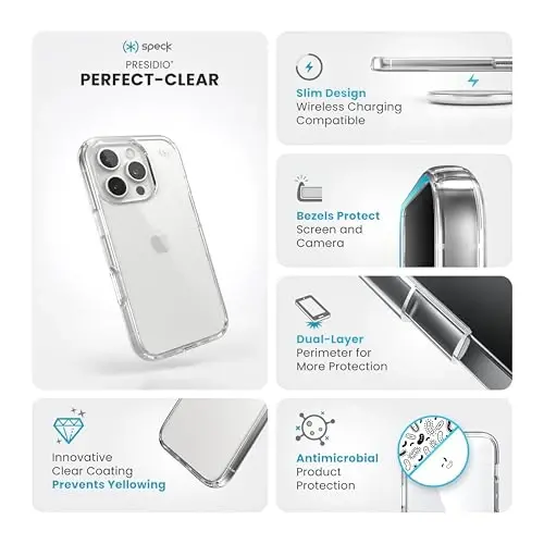 Speck Presidio Perfect Clear iPhone 16 Pro Case - Slim Phone Case - SPECK (1)
