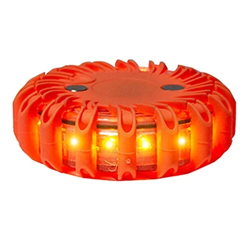 SpeedTech Lights 6 Pack of Rechargeable 16 LED Road Flare Disc Warning Beacon Emergency Flares for The Car, Truck, Bike, RV Vehicles - Roadside Emergency Kit w/Charger & Carrying Case Included - 5