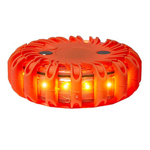 SpeedTech Lights 6 Pack of Rechargeable 16 LED Road Flare Disc Warning Beacon Emergency Flares for The Car, Truck, Bike, RV Vehicles - Roadside Emergency Kit w/Charger & Carrying Case Included - 5