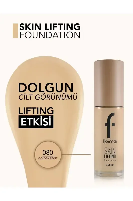 Spf30 Qattiqlashtiruvchi tonal krem (ISSİQ PAST TON) - Skin Lifting Fdt. - 080 Golden Beige - 8682536059671-080 GOLDEN BEIGE - 4