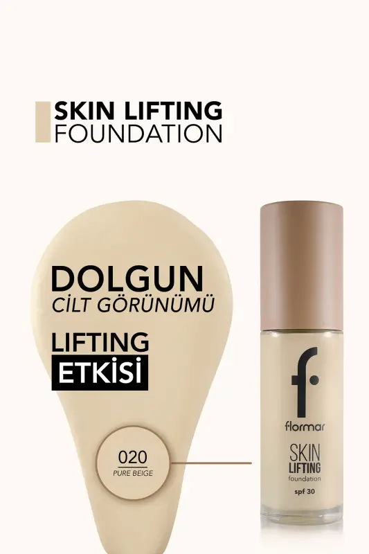 SPF30 Qattiqlashtiruvchi tonal krem (SOVUQ OST TON) - Skin Lifting Fdt. - 020 Pure Beige - 8682536059558-020PUREBEIGE - 4