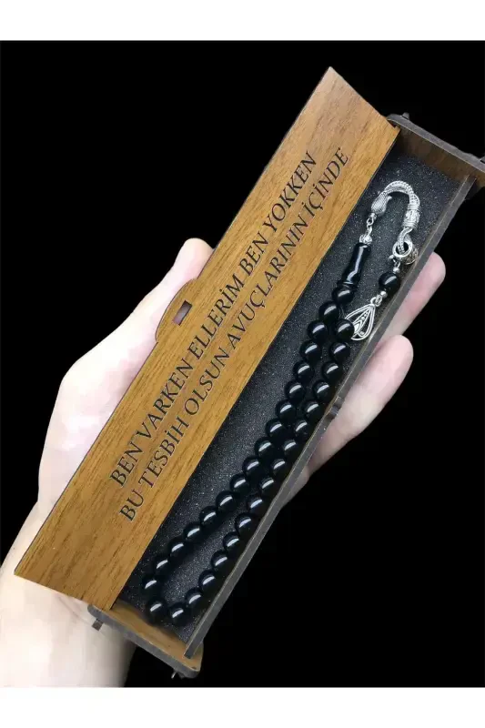 Sphere Cut Oltu Rosary in Wooden Box, Gift Rosary,-box19 - 1