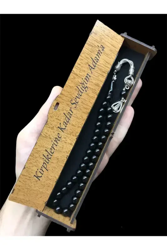 Sphere Cut Wooden Boxed Oltu Rosary, Gift Rosary,-box15 - KANUNİ TESBİH