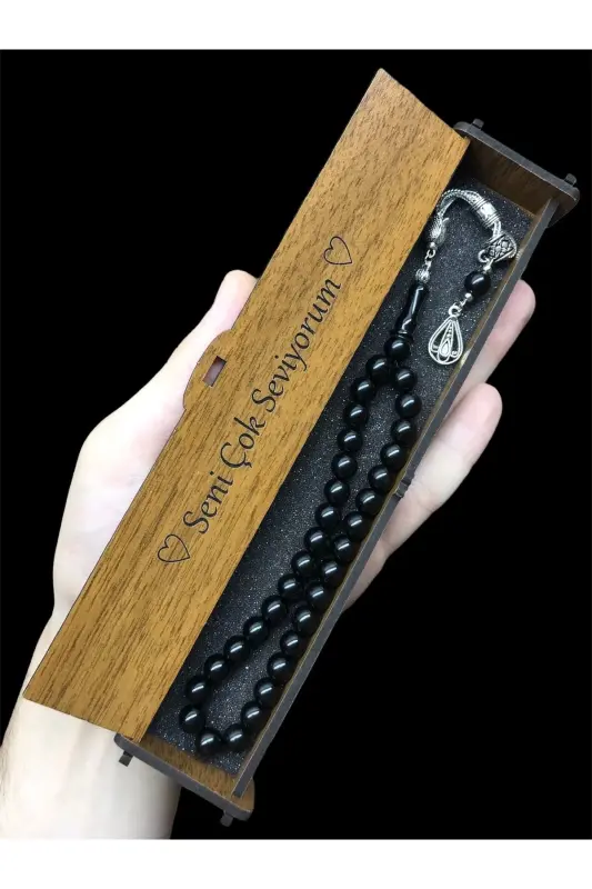 Sphere Cut Wooden Boxed Oltu Rosary, Gift Rosary,-box2 - KANUNİ TESBİH