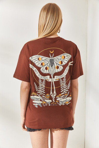 Spicy Coffee Butterfly Printed T-shirt - 6