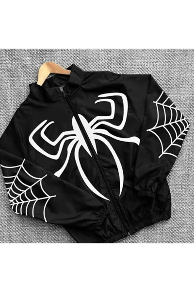 Spider Digital Printed Parachute Fabric Regular Fit Raincoat Windbreaker - 1