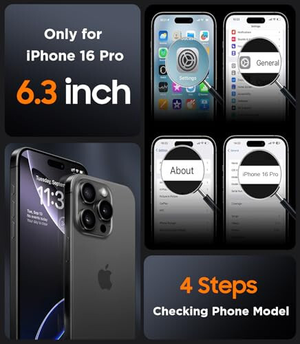 SPIDERCASE Designed for iPhone 16 Pro Case, Magnetic [2+Full Coverage Tempered Glass Screen Protector] [Full Camera Protection] Anti-Fingerprint Anti-Scratch for iPhone 16 Pro 6.3”, Black - 2