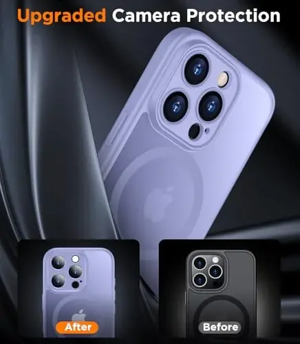 SPIDERCASE Designed for iPhone 16 Pro Case, Magnetic Translucent[2+Tempered Glass Screen Protector] [Camera Protection] Anti-Fingerprint Anti-Scratch for iPhone 16 Pro 6.3”, Light Purple - 6