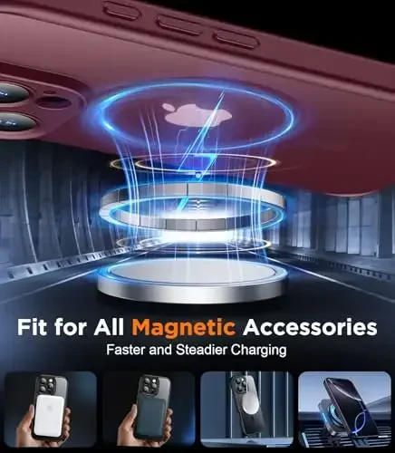 SPIDERCASE Designed for iPhone 16 Pro Case, Magnetic Translucent[2+Tempered Glass Screen Protector] [Camera Protection] Anti-Fingerprint Anti-Scratch for iPhone 16 Pro 6.3”, Wine Red - 4