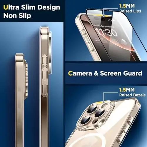 SPIDERCASE Designed for iPhone 16 Pro Max Case, Built-in Camera Protection with 2Pcs Screen Protectors [Not Yellowing] Slim Protective Phone Case for iPhone 16 Pro Max 6.9'',Clear - 5