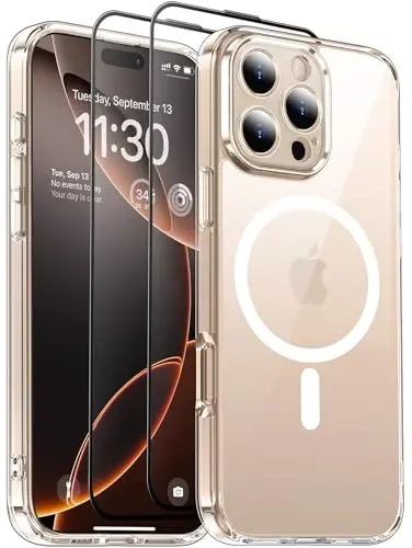 SPIDERCASE Designed for iPhone 16 Pro Max Case, Built-in Camera Protection with 2Pcs Screen Protectors [Not Yellowing] Slim Protective Phone Case for iPhone 16 Pro Max 6.9'',Clear 