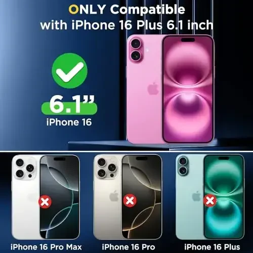 SPIDERCASE for Designed iPhone 16 Case, [Military-Grade Drop Tested] 2+Full Coverage Tempered Glass Screen Protector [Full Camera Protection] [Not Yellowing] Slim Case for iPhone 16 6.1’’, Clear - 2