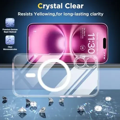 SPIDERCASE for Designed iPhone 16 Case, [Military-Grade Drop Tested] 2+Full Coverage Tempered Glass Screen Protector [Full Camera Protection] [Not Yellowing] Slim Case for iPhone 16 6.1’’, Clear - 4