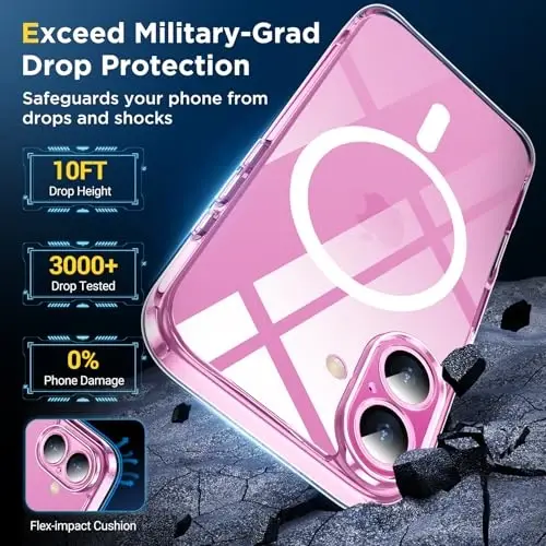 SPIDERCASE for iPhone 16 Plus Case, [Military-Grade Drop Tested] with 2 Pcs Tempered Glass Screen Protector [Full Camera Protection] [Not Yellowing] Slim Case for iPhone 16 Plus 6.7’’,Clear - 3