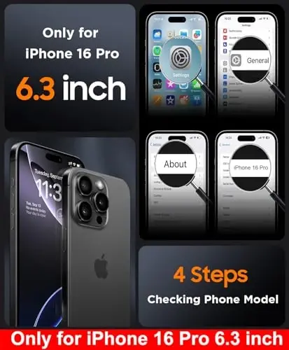 SPIDERCASE Only for iPhone 16 Pro Case, Magnetic Phone Case Just Compatible with iPhone 16 Pro 6.3”, Blue/Clear - 2