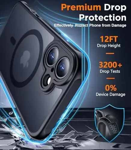 SPIDERCASE Designed for iPhone 16 Case, Magnetic Translucent [2+Full Coverage Tempered Glass Screen Protector] [Full Camera Protection] Anti-Fingerprint Anti-Scratch for iPhone 16 6.1”, Black - 3