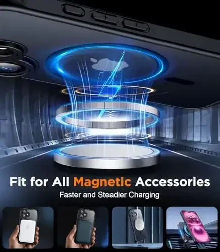 SPIDERCASE Designed for iPhone 16 Case, Magnetic Translucent [2+Full Coverage Tempered Glass Screen Protector] [Full Camera Protection] Anti-Fingerprint Anti-Scratch for iPhone 16 6.1”, Black - 5