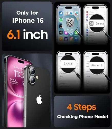 SPIDERCASE iPhone 16 Kılıfı için Tasarlandı, Manyetik Yarı Saydam [2+Temperli Cam Ekran Koruyucu] [Kamera Koruması] Parmak İzi Önleyici Çizilmez iPhone 16 6.1”, Turuncu - SPIDERCASE (1)