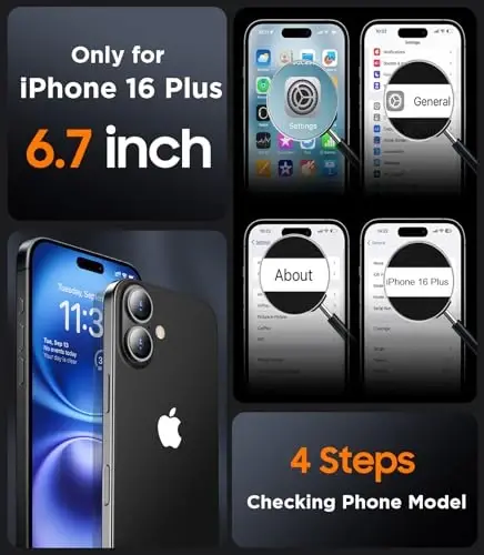 SPIDERCASE Magnetic for iPhone 16 Plus Case,with 2 Pcs [Tempered Glass Screen Protector] Translucent Shockproof Protective Phone Case Home Button Stickers for iPhone 16 Plus 6.7'',Light Blue - SPIDERCASE