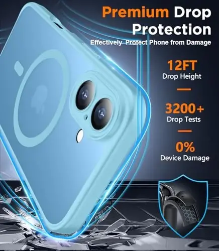 SPIDERCASE iPhone 16 Plus Kılıfı için Manyetik, 2 Adet [Temperli Cam Ekran Koruyucu] Yarı Saydam Darbeye Dayanıklı Koruyucu Telefon Kılıfı iPhone 16 Plus 6.7'', Açık Mavi için Ana Sayfa Düğmesi Etiketleri - 3