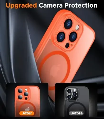 SPIDERCASE Designed for iPhone 16 Pro Case, Magnetic Translucent[2+Tempered Glass Screen Protector] [Camera Protection] Anti-Fingerprint Anti-Scratch for iPhone 16 Pro 6.3”, Orange - 6