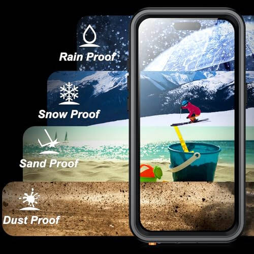 SPIDERCASE iPhone 16 Pro Kılıfı Manyetik, Su Geçirmez, Dahili Ekran ve Kamera Lensi Koruyucu[IP68 Sualtı] [Askeri Sınıf Darbeye Dayanıklı] Tam Koruma Telefon Kılıfı,Siyah/Şeffaf - 6