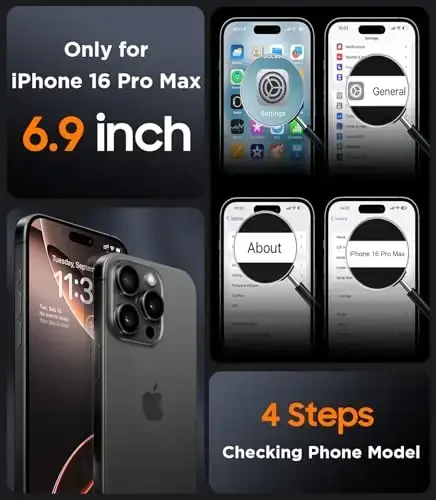 SPIDERCASE iPhone 16 Pro Max uchun magnitli g'ilof, yarim shaffof mat [2 dona закалённое shisha ekran himoyachisi] [kuchaytirilgan to'liq kamera himoyasi] telefon g'ilofi, och pushti - 2