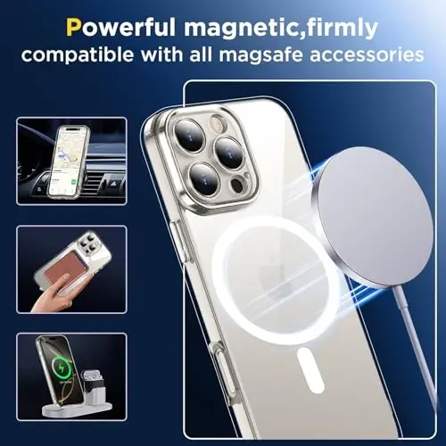 SPIDERCASE iPhone 16 Pro uchun g'ilof, [Harbiy darajadagi qulash sinovidan o'tgan] 2+To'liq qamrovli temperli shisha ekran himoyachisi [To'liq kamera himoyasi] [Sarg'aymaydigan] iPhone 16 Pro 6.3'' uchun ingichka g'ilof, Shaffof - 5