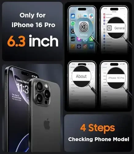 SPIDERCASE iPhone 16 Pro uchun mo'ljallangan g'ilof, magnitli yarim shaffof [2+ закалённое стекло экран ҳимоячиси] [Kamera himoyasi] Barmoq izlariga qarshi, tirnalishga qarshi iPhone 16 Pro 6.3