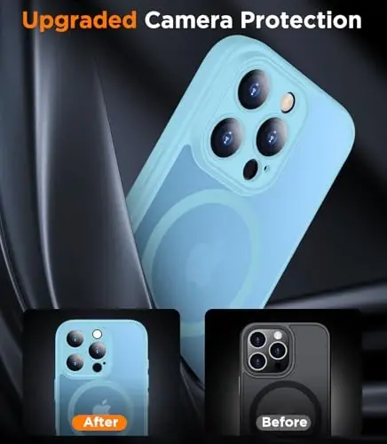SPIDERCASE iPhone 16 Pro uchun mo'ljallangan g'ilof, Magnitli yarim shaffof [2+ закалённое stikli ekran himoyachisi] [Kamera himoyasi] Barmoq izlariga qarshi tirnalishga qarshi iPhone 16 Pro 6,3 dyuym, och ko'k - 6