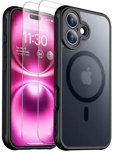 SPIDERCASE iPhone 16 uchun mo'ljallangan g'ilof, magnitli yarim shaffof [2+To'liq qamrovli закаленное ekran himoyachisi] [To'liq kamera himoyasi] Barmoq izlariga qarshi tirnalishga qarshi iPhone 16 6.1